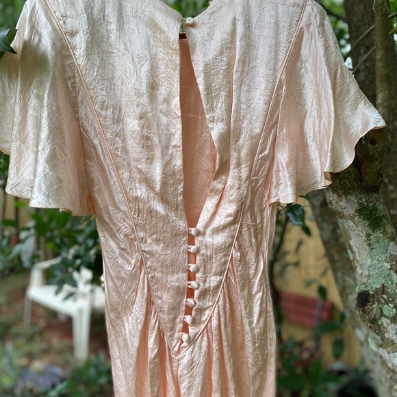 ❗️Vintage❗️80s Justine Satin Pink Dress - Picture 5 of 7